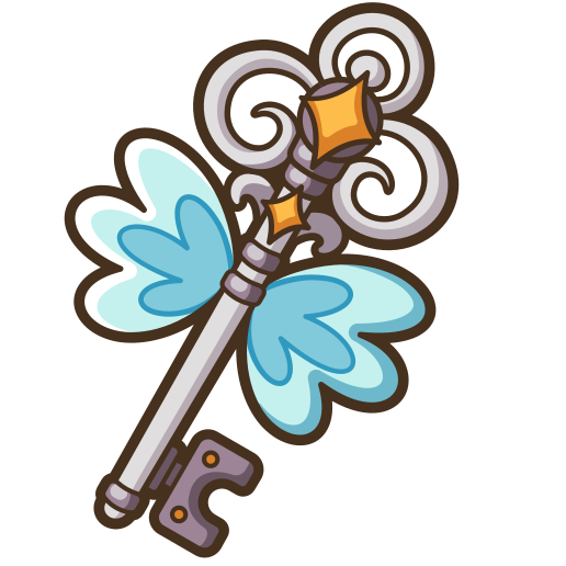 Illustration of a decorative key with wings