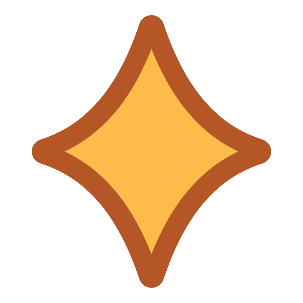 Diamond-shape with brown outline and yellow center